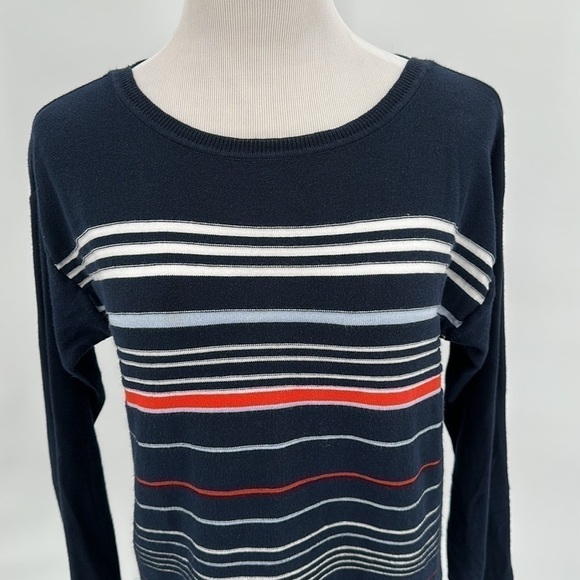 Barbour Blue/White/Red Striped Crewneck Sweater Size Medium - Picture 2 of 12